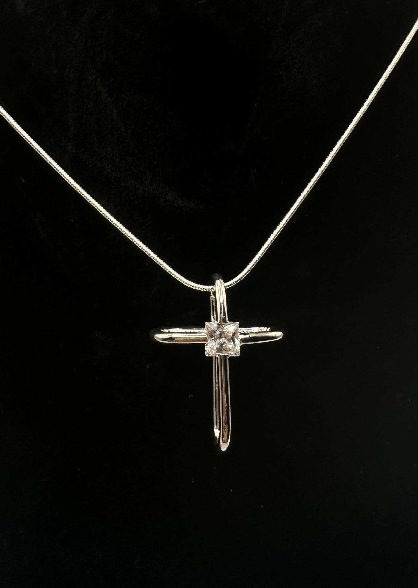 Color Charm Crystal Cross Pendant - April