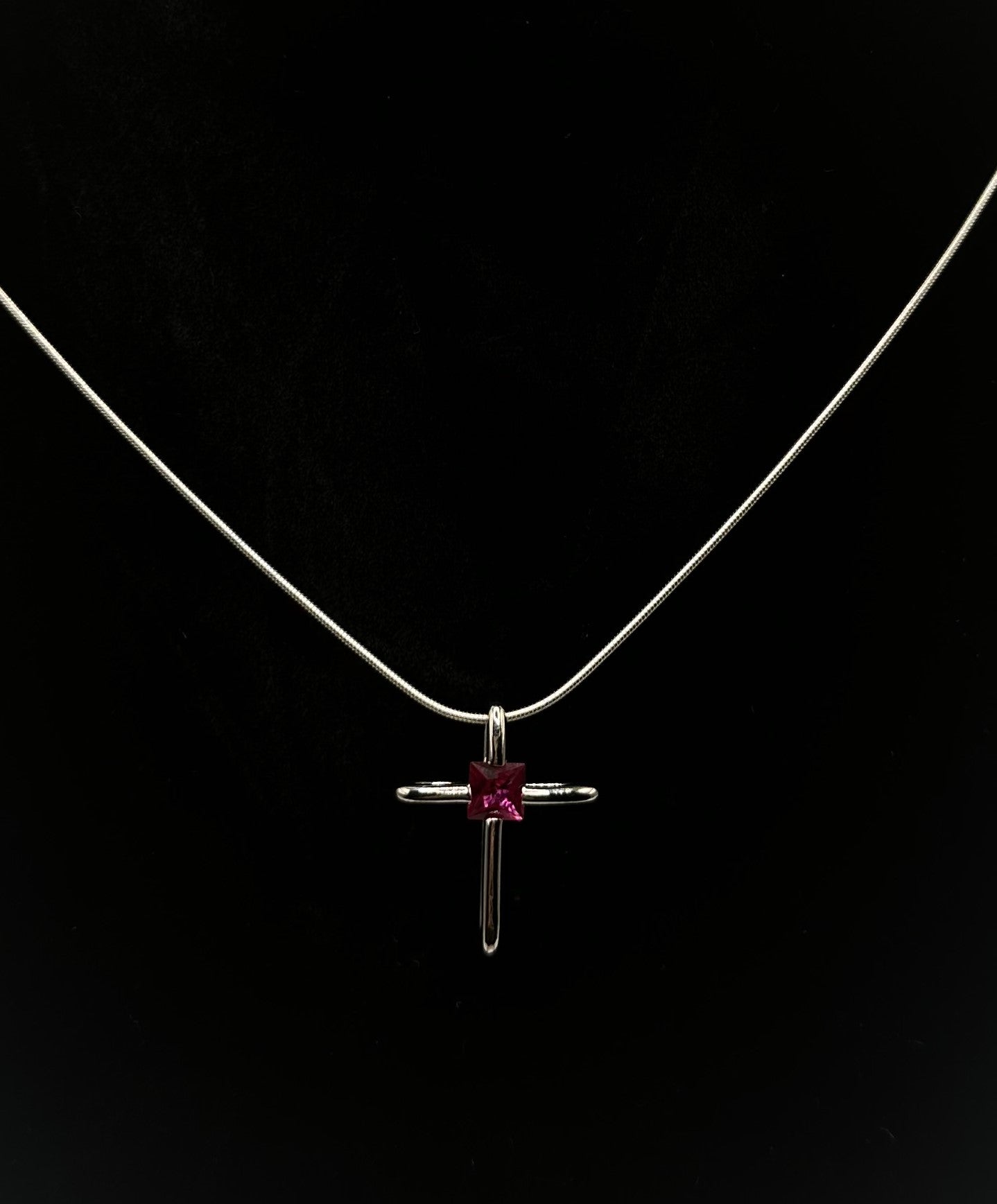 Color Charm Ruby Crystal Cross Pendant - July