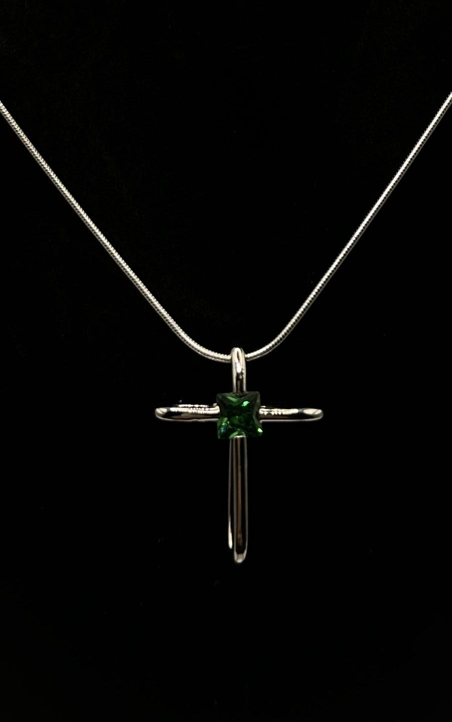 Color Charm Emerald Crystal Cross Pendant - May