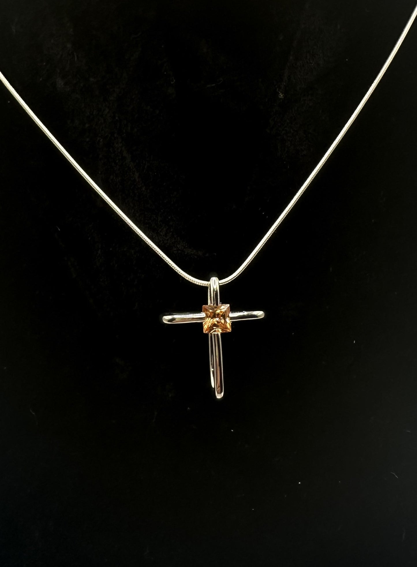 Color Charm Topaz Crystal Cross Pendant - November