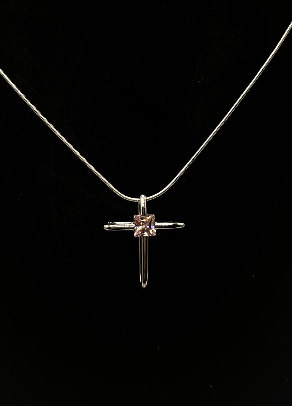 Color Charm Rose Crystal Cross Pendant - October