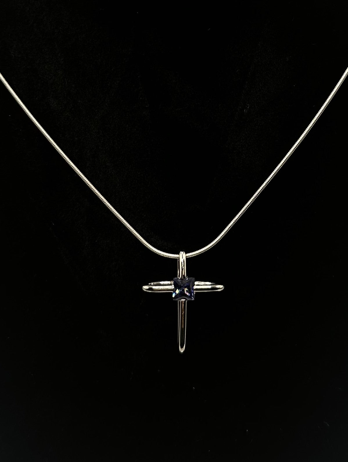 Color Charm Sapphire Crystal Cross Pendant - September