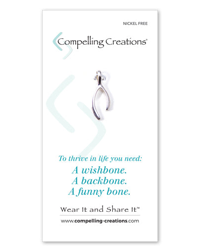 Charm Wishbone Pendant - sterling silver