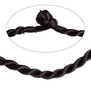 Braided black 16" knotted necklace
