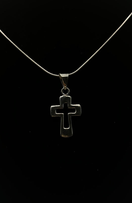 Square Cut Cross Pendant - Small sterling silver